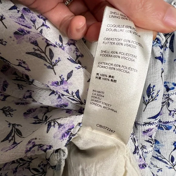 Free People Rose Valley Printed Blouse Top Shirt Size S White Blue Floral - Picture 6 of 6